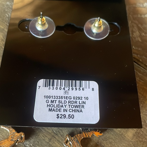 NEW Holiday Lane Created For Macy’s Reindeer 🦌and Sleigh 🛷 Dangling Earrings - Picture 5 of 5